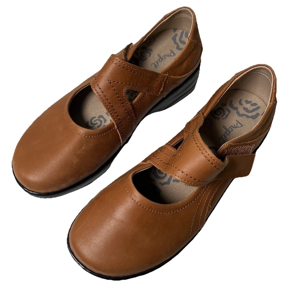 Propet Golda Leather Mary Jane Shoes Sz 8 XX Wide Women's Brown Comfort Support